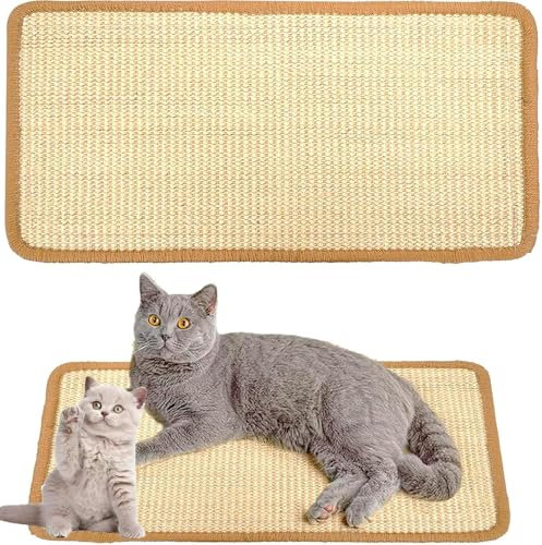 katmerio Kratzmatte Katze Sisal Teppich 50x25 cm, Sisal Teppich Katzen Kratzteppich Katzenkratzmatte Kratzbrett Wand, verschleißfest Katzenkratzbretter Kratzmatte für Schützt Teppiche und Sofas
