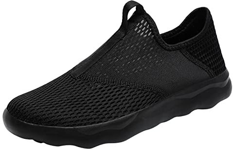 Zapatillas Hombre Negras Zapatos Barefoot Zapatos Deportivos para Hombre A La Color Simple Y Sólido El Nuevo Patrón Malla de Verano Transpirable Y Cómodo Sin Cordones Calzado Deportivo de Hombre