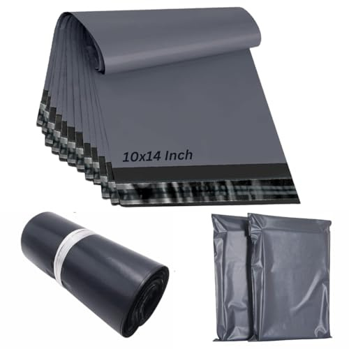 100, 10x14 Mailing Bags Self Seal Grey Parcel Bags | Packaging Bags, Plastic Medium Mailing Bags, Postage Bags for Vinted, Shipping Bags | Tear Proof Delivery Bags for Parcels Packing