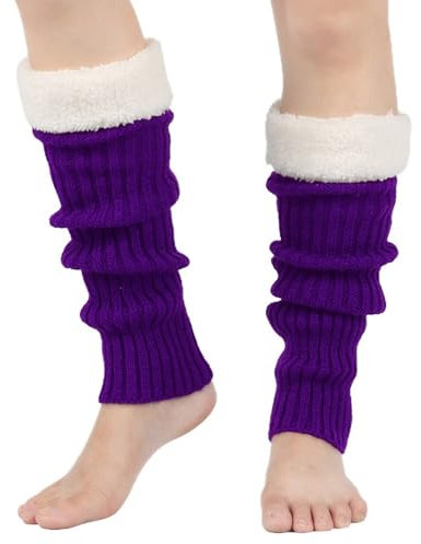 Gestrickte Beinstulpen für Frauen Mädchen Stulpen Damen Bunt Damen-Beinwärmer für Gestrickte Legwarmers Stricken Warm Stulpen Damen Lila Ballett Stulpen Stulpen Grün Stulpen Damen Lang