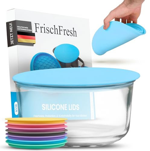 Frischfresh 16cm Blau, flexibler Topfdeckel & Untersetzer, Frischhaltedeckel Töpfe, Schüsseln, Pfannen, Luftdicht, Lichtdicht, platzsparend, lange Haltbarkeit, Spülmaschine, BPA-frei, -40°C +200°C