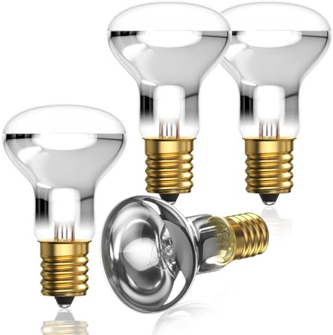 Bonlux 4x R39 E14 42W Lampadina a Lava Dimmabile, Lampadine a Riflettore R39 Caldo Bianco 2700-2800K 240V Lampadine a Lava, Luci A Punto da 42 Watt Risparmio Energetico SES Piccola Base a Vite Edison