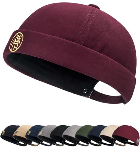Berretto Portuale Uomo Corduroy Docker cap Cappello Senza Visiera Estivo Retro Cotone Docker Hat Senza Visiera Berretto da Uomo Donna Brimless Hat Classic Leon Cappello