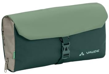 VAUDE Kulturbeutel WegaWrap, wasserabweisend, dark forest, Einheitsgröße | Kosmetiktasche mit integriertem Spiegel – Zahnbürstenhalter und Aufhängehaken, 220g, 32cm Breite, 2,0 L Volumen