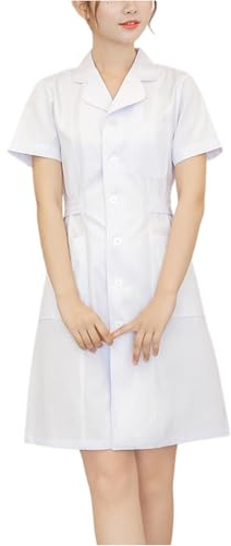 Nurse Uniform Women, Nursing Dress for Women UK, Work Scrubs Uniforms | Solid Color, Short Sleeve, Front Button Down, Lapel Neck, Nursing Workwear, Nurse Dress with Pockets