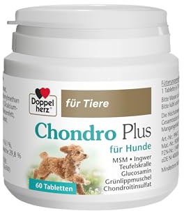 Doppelherz für Tiere Chondro Plus für Hunde | Für aktive Hunde - Mit Chondroitin, Glucosamin und Grünlippmuschel - 60 Tabletten