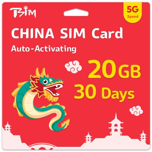 Cina SIM Card 30 giorni | 20 GB di dati ad alta velocità | Attivazione automatica | Condivisione hotspot consentita | Supporto Google, Facebook, Whats app e altro ancora. Solo dati Nessuna voce.