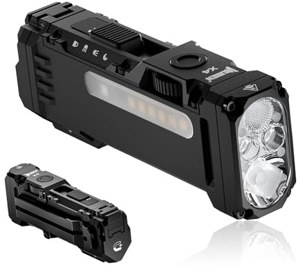 WUBEN X4 EDC - Torcia piatta con luce RGB, 1500 lumen, mini torcia con interruttore tattico e magnetico, IP68, portatile, con clip, USB C, per campeggio, controlli, emergenze