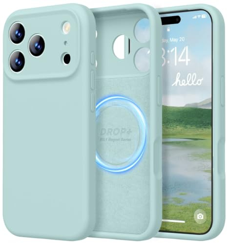 LOVE 3000 Designed for iPhone 17 Pro Max Case, Premium Silicone [Compatible with Magsafe][Soft Anti-Scratch Microfiber Lining] Shockproof Protective Phone Case for Lanyard 6.9, Mint