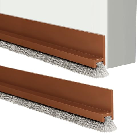 Lot de 2 boudins de porte avec brosse, joint de porte, brosse de protection, ruban adhésif, isolation thermique et phonique, protection contre le froid, la poussière et les insectes