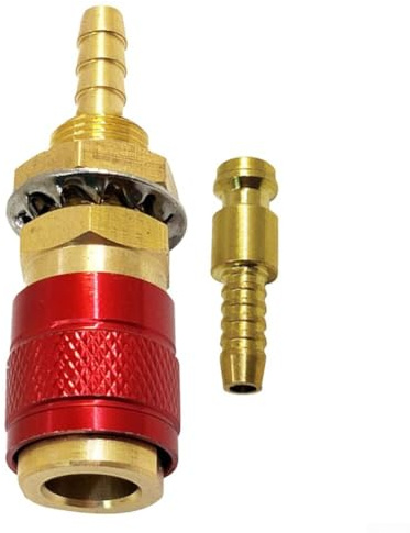 Gas- und Wasser-Schnellverbinder 8 mm für WIG-Schweißbrenner, Messing-Schlauchkupplung, kompatibel mit Modellen 12, 18, 20, 27, Quick Connect Discon, Rot