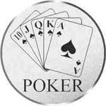 S.B.J - Sportland Pokal/Medaille Emblem, Motiv Pokern, Durchmesser 50 mm, Silber