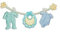 alles-meine.de GmbH Wäscheleine mit Babykleidung 4,7 cm * 2,4 cm Bügelbild - Aufnäher Applikation Baby blau Jungen Geburt Hochzeit Deko
