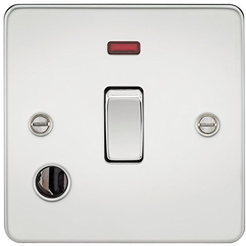 Knightsbridge FP8341FPC FPAV8341FPAVC Flat Plate 20A 1G Dp Switch with Neon & Flex Outlet-Polished Chrome