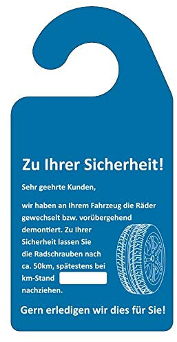 AUPROTEC Kundendienst Anhänger Serviceanhänger Werkstatt Spiegelanhänger Auswahl: 100 Stück, Anhänger Räder nachziehen