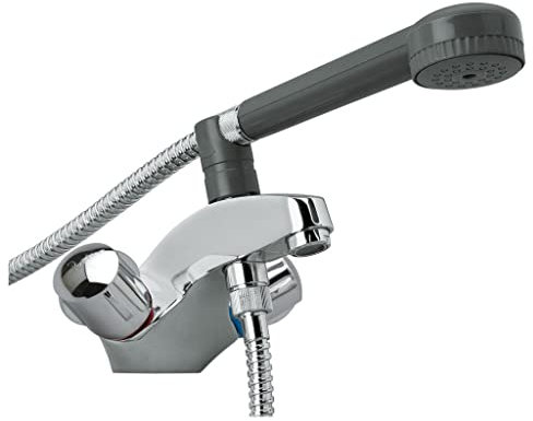 Mélangeur de bain-douche ULYSSE C monotrou avec bec fixe et ensemble douche 1 jet, têtes 15x21 à disques céramique, chro