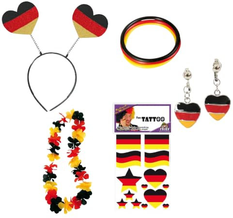 KarnevalsTeufel.de Fan Set, 5-tlg. Deutschland, EM, WM, Fußballparty, Germany, Fanartikel