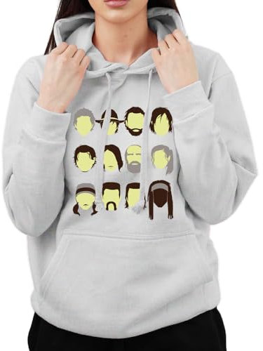 Inspired Funky Zombie Faces Hairdo Printed Hooded Top Kids and Adults Unisex Hoodie (Grey, XXLarge)