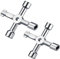 Maveek Lot de 2 clés utilitaires argentées à 4 voies, multifonctions, pour compteur d'eau, gaz, armoire, cadenas à clé
