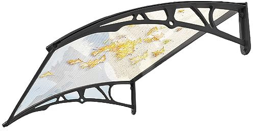 easylife lifestyle solutions Frosted Door Canopy | Strong Shelter Roof protecting Patio,Doors & Windows, from natural elements such as rain, snow and winds | UV resistant | L80xW121xD23cm In Black