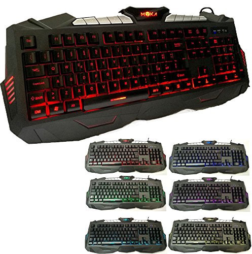 MYKA Tastiera Gaming Gamer 7 Colori LED MULTIMEDIALE PROGRAMMABILE Multicolor RETROILLUMINATA Tasti INCISI A Laser Anti-GOST Key-MG7