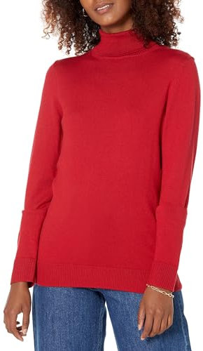 Amazon Essentials Women's Classic-Fit Lightweight Long-Sleeve Turtleneck Jumper (Available in Plus Size), Red, S