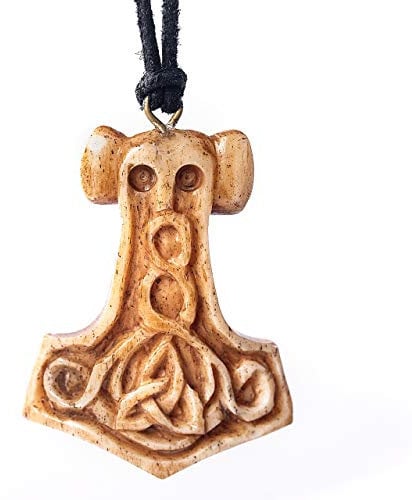 Norse Tradesman Ox-Bone Mjolnir Pendant - Thor Odinson | Includes Medieval Burlap Gift Sack