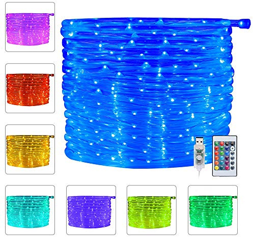 Ollny 100 LED Lichtschlauch Außen LED Schlauch Lichterkette 10M USB Lichterschlauch mit Fernbedienung & Timer, Wasserdicht Lichtschlauch Bunt LED Lichtschlauch Außen Innen für Weihnachten Party dekor