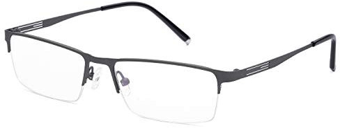 Photochromie Graue Lesebrille Halbrahmen Titanlegierung Übergangsleser Brillen Männer Frauen +2.00