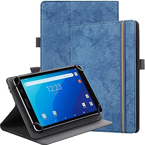 SINSO Universal Stand Folio Case Cover for All 7-8 Tablets (For Fire 7 tablet/For Fire HD 8,For Pad Mini 7/6/5/4/3/2/1,Lenovo Tab M7 7 inch/Lenovo Tab M8 8 inch),Navy Blue
