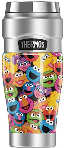 Sesame Street Character Head Collage THERMOS STAINLESS KING Stainless Steel Travel Tumbler, Vacuum insulated & Double Wall, 16oz