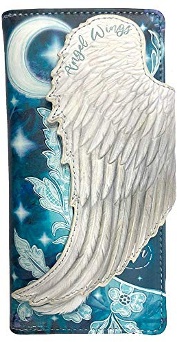Nemesis Now Angel Wings Geldbörse mit weißer Feder, geprägt, Blau, 18,5 cm