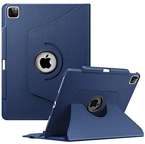 FINTIE Rotating Custodia per iPad Pro 12.9 (6ª Generazione 2022), 360 Gradi di Girevole Cover Case [Built-in Pencil Holder] con Auto Sonno/Sveglia per iPad Pro 12.9 2021/2020/2018, Blu Scuro