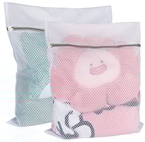 Mesh Wäschesäck, 2 Stück Groß für Wäschenetz für Waschmaschine für Empfindliches, Bluse, Unterwäsche(Weiß)