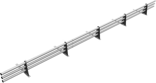 Parotec SCHNEEFANGROHR-Set 3 m für Plattdach – 3 Rohre, 5 Halter – Silber | Komplettes Set 300 cm für Flachdach, Trapezblech, Bitumenbahn – 1, 2 oder 3 Rohre – 10 Farben – RAL 9006