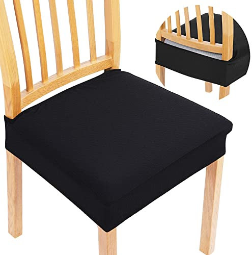 Homaxy Stretch Spandex Stuhlbezug Sitzfläche, Waschbarer Bezug für Stühle Sitzbezüge für Esszimmerstühle, Anti-Staub Esszimmerstuhl Hussen (Schwarz, 2er Set)