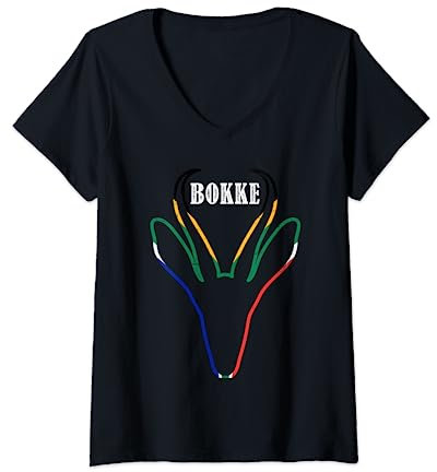 Rugby Springboks Bokke Afrika Flagge T-Shirt mit V-Ausschnitt