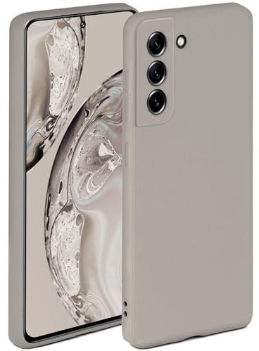 ONEFLOW Soft Case für Samsung Galaxy S21 FE 5G Hülle aus Silikon mit Kameraschutz, Silikonhülle mit erhöhtem Schutz fürs Display, Backcover Schutzhülle, weiche Handyhülle, Taupe