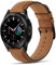 Tasikar Lederarmbänder kompatibel mit Samsung Galaxy Watch 7/6/5/4 Band/6 Classic 43 mm 47 mm/5 Pro Band, Echtlederarmband für Galaxy 4 Classic/3, Braun