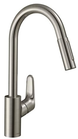 hansgrohe Spültisch-Einhebelmischer 240 Focus M41 EcoSmart m Ausz-br, 2jet, 5,8 l/m., Edelstahl-Optik