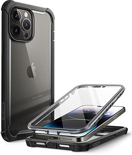 i-Blason Ares for iPhone 14 Pro Max Case 6.7 inch (2022), Full-Body Clear Rugged Bumper Case with Built-in Screen Protector (Black)