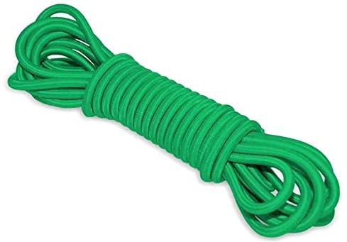 Green Bungee Cord - 10 m / 32 ft of 6 mm Bungee Rope, Shock Cord, Bungee Strap, Elastic Rope, Tie Down - UV Resistant, Stretch at least 100%, Universal Use, Parallel Rubber Cores