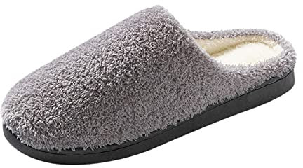 IQYU Damen Hausschuhe Geschlossen Weite Geschlossen Filz Damen Herren Hauspantoffeln Warm Gefütterte Slippers Bequem Hüttenschuhe Baumwollhausschuhe Frauen Gefütterte Hüttenschuh Herbst und Winter