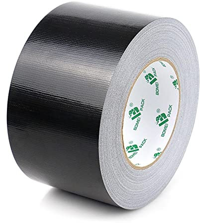 BOMEI PACK Universal - Ruban Adhésif Toilé Noir, Heavy Duty Duct Tape 75mm x 50 m pour les travaux de réparation, fixation, de scellage, d'étiquetage et de rénovation