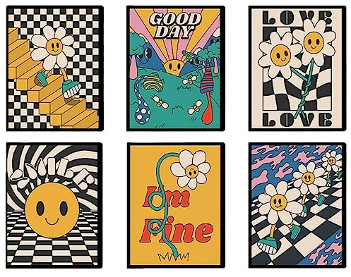 Lslandmood Bild Poster Set Modern Wandbilder Deko Wohnzimmer Schlafzimmer Kinder Und Niedliche Karikatur Badezimmer Aesthetic Bilder Leinwandbild Wandbild Set 6x A4 Ohne Rahme