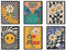 Lslandmood Bild Poster Set Modern Wandbilder Deko Wohnzimmer Schlafzimmer Kinder Und Niedliche Karikatur Badezimmer Aesthetic Bilder Leinwandbild Wandbild Set 6x A4 Ohne Rahme