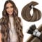 LaaVoo Nano Hair Extensions Real Human Hair Dark Brown Nano Beads Hair Extensions 18 Inch Balayage Ash Blonde Invisible Nano Ring Straight Remy Hair 50g 50s #4/18/4