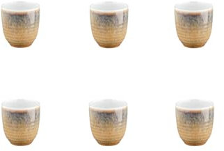 Björn, Collection Cosmos, Lot de 6 Tasses à Café en Grès avec Email Réactif, Beige et Blanc Nacré - Compatible Micro-ondes et Lave-vaisselle