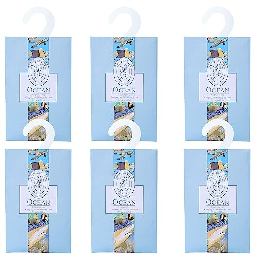 6pcs Wäscheduft Schrank Duftsäckchen Kleiderschrank Dufterfrischer, Duftbeutel Kleiderschrank Duft Hanging Beutel, Schrankdeo Natürlichen Geruch Sachet, Duftsachet, Schrankduft Frische (ocean6)