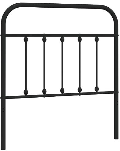 vidaXL Kopfteil, Bettkopfteil aus Stahl Metallkonstruktion, Betthaupt für Bett Metallbett Bettgestell, Bettzubehör Schlafzimmer, Metall Schwarz 80cm